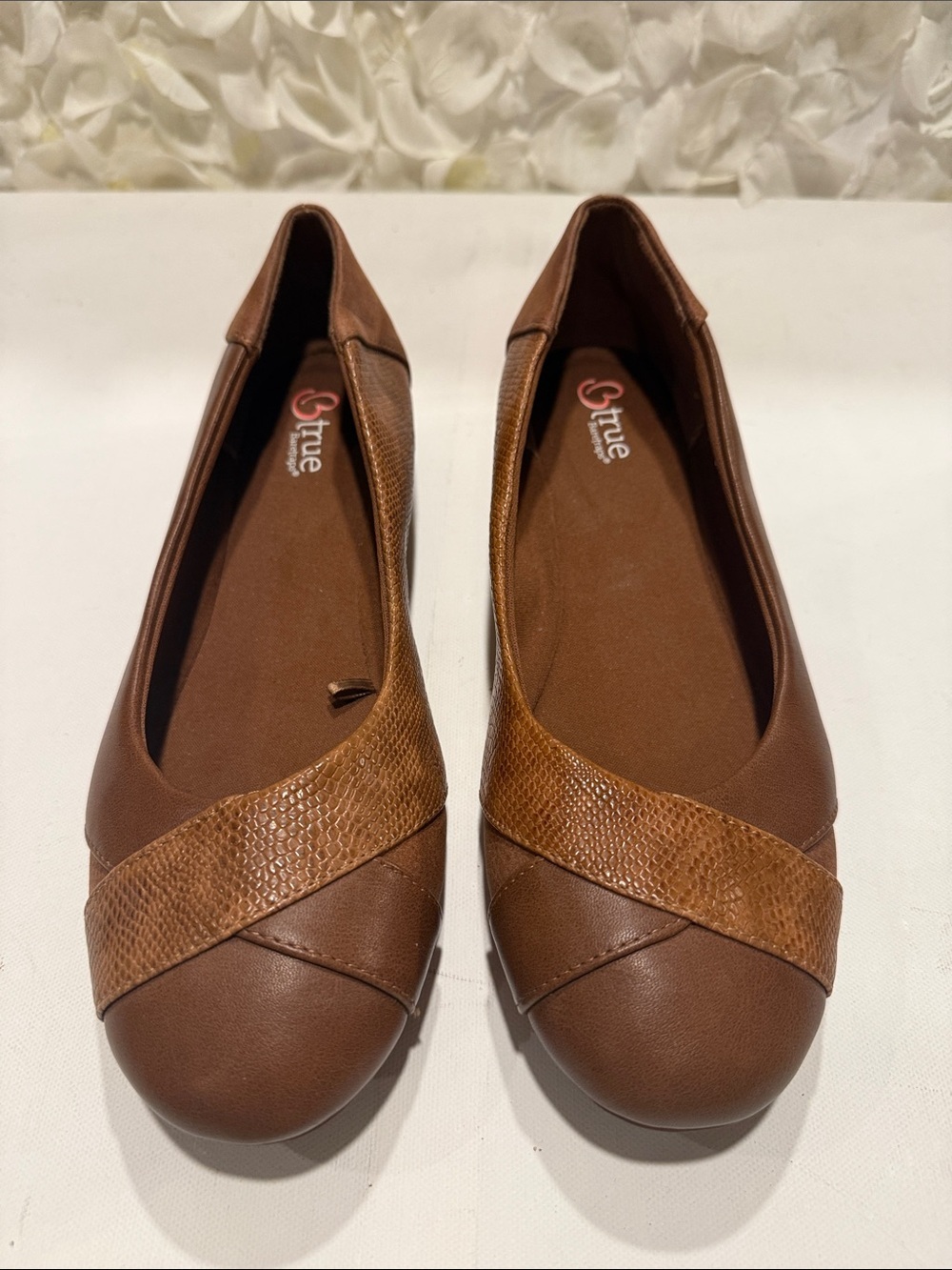 BareTraps Brown Cross-Strap Ballet Flats